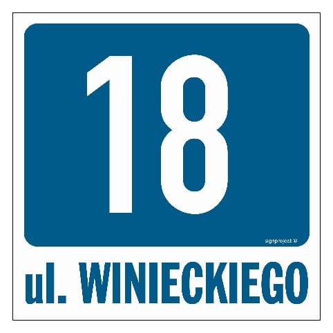 NC112 Znak na zamówienie, Ulica... Nr...