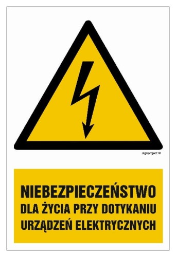 HA006 Niebezpieczeństwo dla życia przy dotykaniu urządzeń elektrycznych
