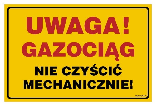 JD039 Uwaga gazociąg nie czyścić mechanicznie