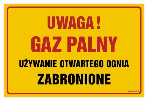 JD045 Uwaga! Gaz palny. Używanie otwartego ognia zabronione