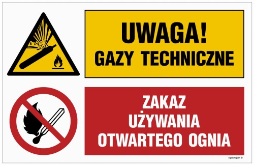 OI038 Uwaga! gazy techniczne, Zakaz używania otwartego ognia