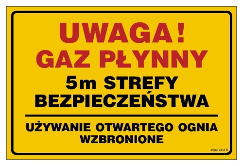 JD052 Uwaga! gaz płynny 5m strefy bezpieczeństwa