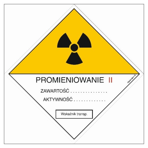 KA004 Znak ostrzegawczy do oznakowania przesyłek transportowych kategorii II
