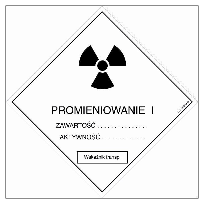 KA003 Znak ostrzegawczy do oznakowania przesyłek transportowych kategorii I-1 15174