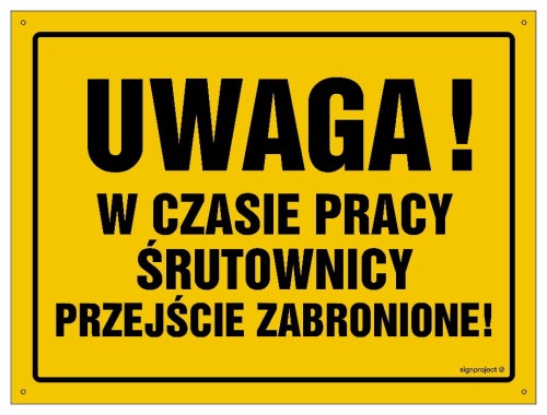 OA027 Uwaga! W czasie pracy śrutownicy przejście zabronione