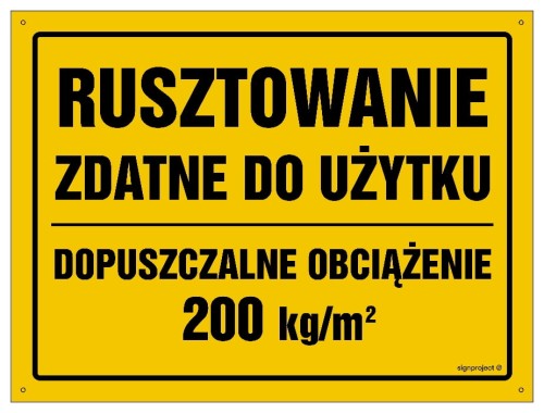 OA145 Rusztowanie zdatne do użytku Dopuszczalne obciążenie 200 kg/m2