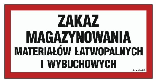 NC033 Zakaz magazynowania materiałów łatwopalnych i wybuchowych