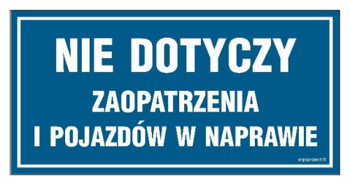 NC051 Nie dotyczy zaopatrzenia i pojazdów w naprawie
