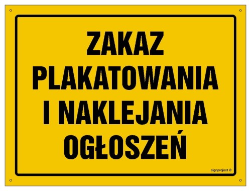 OA175 Zakaz plakatowanie i naklejanie ogłoszeń