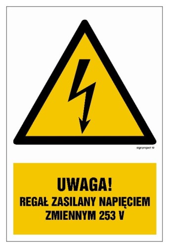 HA027 Uwaga regał zasilany napięciem zmiennym 253 V