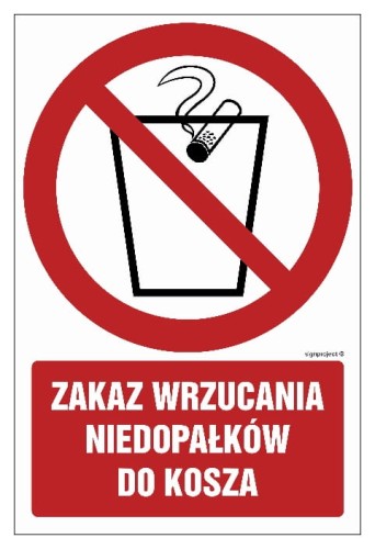 GC032 Zakaz wrzucania niedopałków do kosza
