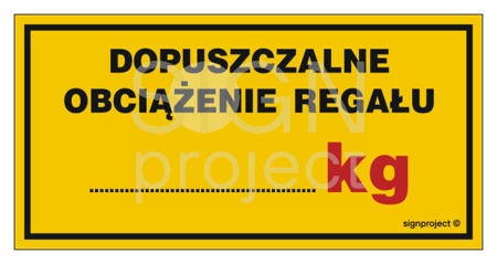 NC096 Dopuszczalne obciążenie regału ....... kg - 