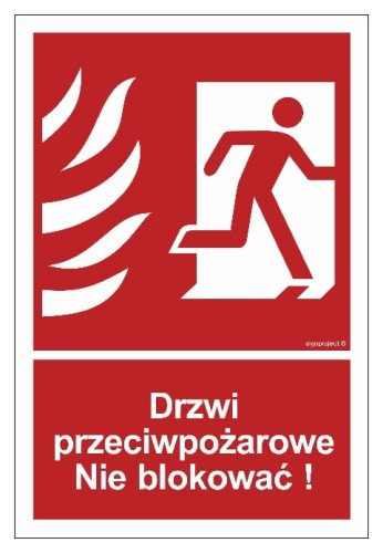 BC056 Drzwi przeciwpożarowe. Nie blokować! prawostronne
