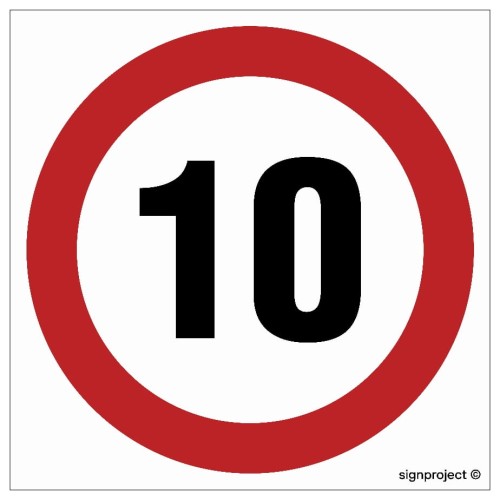 10 - Ograniczenie prędkości 10 znak drogowy
