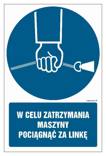 GL038 W celu zatrzymania maszyny pociagnąć za linkę