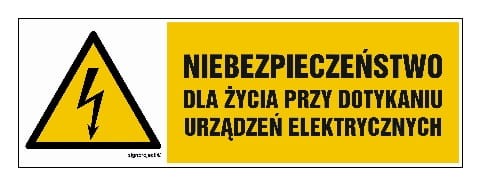 HB006 Niebezpieczeństwo dla życia przy dotykaniu urządzeń elektrycznych 