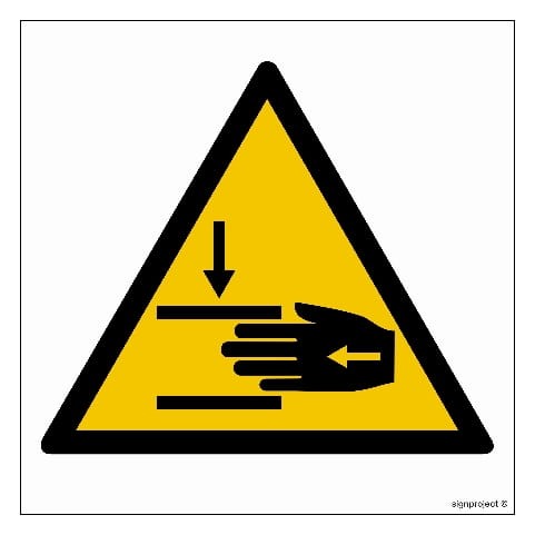 GE012 Uwaga niebezpieczeństwo zgniecenia dłoni 