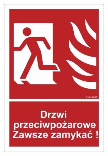 BC055 Drzwi przeciwpożarowe. Zawsze zamykać! lewostronne