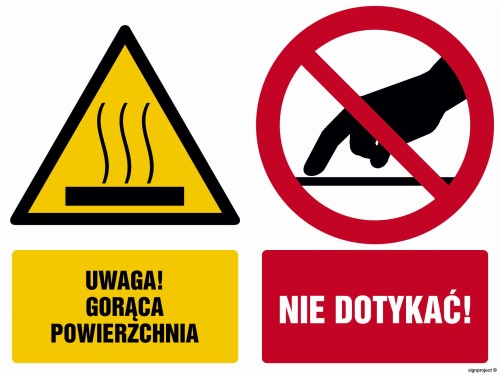 GM016 Uwaga gorąca powierzchnia Nie dotykać