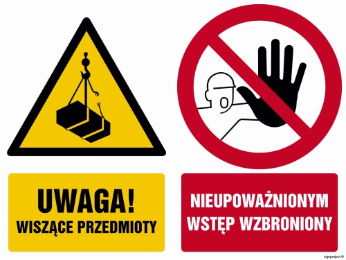 GM015 Uwaga wiszące przedmioty Nieupoważnionym wstęp wzbroniony