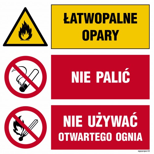 GO003 Łatwopalne opary Nie palić Nie używać otwartego ognia