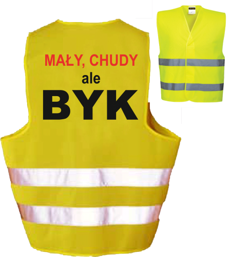 MAŁY CHUDY ALE Byk Kamizelka imprezowa odblaskowa ostrzegawcza z nadrukiem