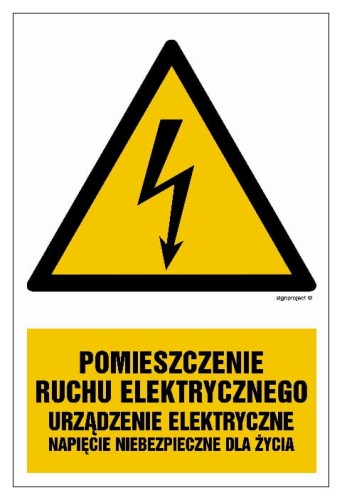 HA028 Pomieszczenie ruchu elektrycznego urządzenie elektryczne napięcie niebezpieczne dla życia 