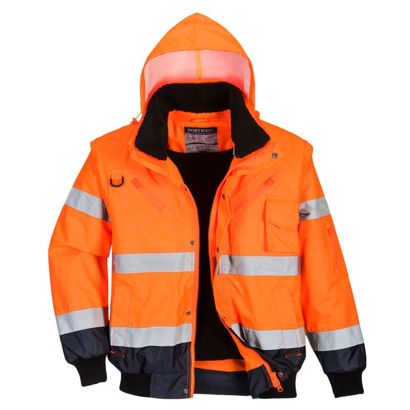 Kontrastowa kurtka ostrzegawcza Bomber 3 w 1-1 19416  | C465ONR4XL