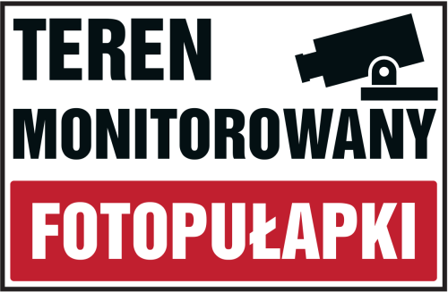 Teren monitorowany - FOTOPUŁAPKI - tablica PCV - płyta sztywna 1mm 300x200