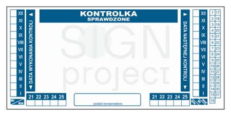 TA001 Kontrolka na gaśnicę  - arkusz 12 naklejek