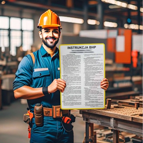 Instrukcja BHP przy obsłudze pilarki tarczowej -350X250 płyta PCV tabliczka