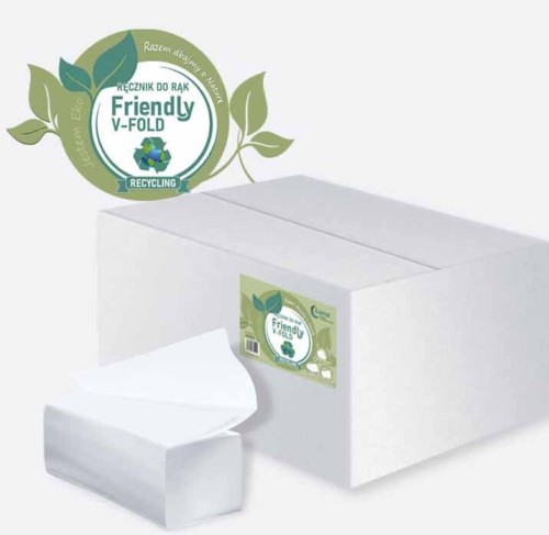 Ręcznik składany V-FOLD a'4000 Luna Friendly 23x21 podajniki makulatura bielona 2w - karton 20 sztuk
