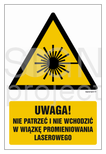 GF014 Uwaga - nie patrzeć i nie wchodzić w wiązkę promieniowania laserowe 