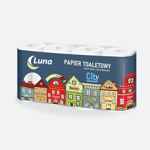 Papier toaletowy A'8 Luna City celuloza 2 warstwy perforacja 160 listków