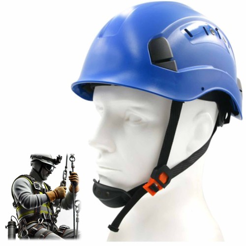 Kask roboczy wysokościowy z paskiem regulacja wentylacja THOR blue ST03