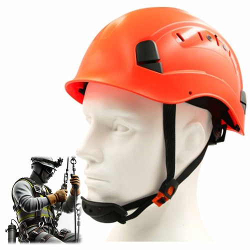 Kask roboczy wysokościowy z paskiem regulacja wentylacja THOR orange ST03