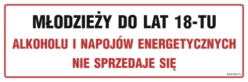   NC143 Młodzieży do lat 18-tu alkoholu i napojów energetycznych nie sprzedaje się NC143_750x250_FN FN - Folia samoprzylepna