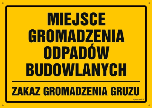   OA112 Miejsce gromadzenia odpadów budowlanych zakaz gromadzenia gruzu OA112_450x320_FN FN - Folia samoprzylepna