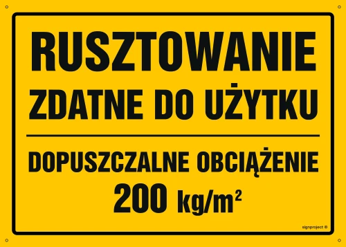   OA145 Rusztowanie zdatne do użytku Dopuszczalne obciążenie 200 kg/m2 OA145_600x430_FN FN - Folia samoprzylepna