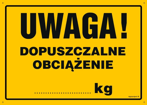   OA139 Uwaga! Dopuszczalne obciążenie OA139_300x215_BN BN - Płyta PVC ŻÓŁTA 0,6mm