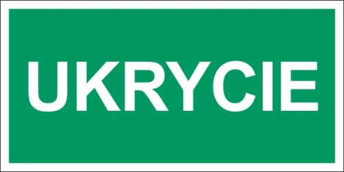   UKRYCIE - znak ochrony ludności -200x100 - płyta z przylepcami odblaskowy NF004_200x100_PS
